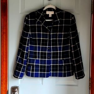 Rena Rowan, Women's,Sz 12 Blazer, Royal Blue, White & Black, 3 Pockets